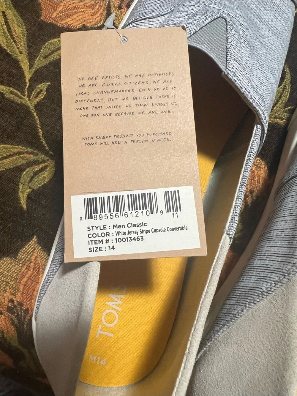 TOMS Gray Slip-On Shoes with Yellow Insole